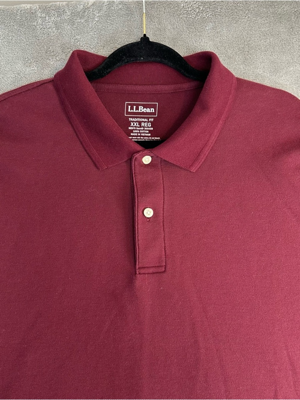 L.L. Bean Men’s Long Sleeve Polo Shirt Botton Up Shirt Color Burgundy Size 2XL